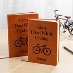 Cahier A5 personnalisé en cuir PU avec nom Cadeau d'anniversaire pour les passionnés de vélo