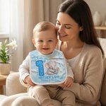 Personalized Our 1st Mother's Day Cute Animal 100% Cotton Baby Bib with Names and Year Feeding Accessory First Mother's Day Gift for Newborn