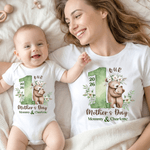 Personalised Cute Teddy Bear 100% Cotton T-shirt Baby Bodysuit with Name Birthday 1st Mother's Day Gift for Mother Baby