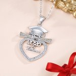 Personalisierte Grad Cap Herz Halskette mit Geburtsstein Name und Jahr Klasse von 2026 Graduierung Geburtstag Geschenk für Absolventen