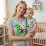 Personalised 1st Mother's Day Animal Mom Baby 100% Cotton T-shirt Baby Bodysuit Matching Outfit with Names and Year Mother's Day Gift for Baby Mom