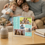 Personalisierte Multi-Color 4 Fotos Quadrat Acryl Plaque Desktop Ornament mit Titel und Text Muttertag Geburtstag Geschenk für Mama Familie