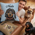 Housse d'oreiller personnalisée avec photo de l'animal de compagnie Multi-Color Imitation Embroidery Effect avec nom Décoration de la maison Cadeau d'anniversaire pour les amoureux des animaux de comp