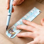 Personalized Cute Cartoon Reading Girl Ruler Design Magnetic Bookmark Clip with Name Birthday Back to School Gift for Kids Bookworms