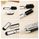 Personalized Stylish Floral Portable 2-In-1 Foldable Makeup Mirror Hair Brush with Initial Daily Use Mother's Day Birthday Gift for Women Girls