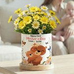 Pot de fleurs en céramique personnalisé avec nom et plateau en bambou pour la maison Cadeau de fête des mères pour maman