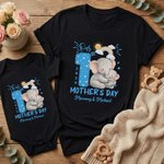 Personalised 1st Mother's Day Animal Mom Baby 100% Cotton T-shirt Baby Bodysuit Matching Outfit with Names and Year Mother's Day Gift for Baby Mom