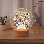 Personalized Watercolor Cartoon Holy Saints of Heaven LED Night Light with Name and Wooden Base Room Decor Birthday Gift for Newborns Catholics