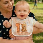 Personalized Our 1st Mother's Day Cute Animal 100% Cotton Baby Bib with Names and Year Feeding Accessory First Mother's Day Gift for Newborn