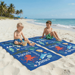 Personalised Cute Ocean Creature Quick Dry Oversized Microfiber Beach Towel with Name Travel Essentials Beach Party Birthday Gift for Friends Kids