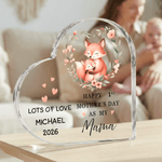 Placa acrílica personalizada Feliz 1er Día de la Madre con diseño animal y forma de corazón con nombre y año Decoración de habitación Regalo del Día de la Madre para mamá