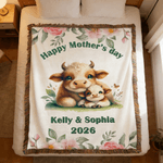 Personalized Cute Animal Name Soft Throw Blanket with Tassels and Year Home Decor Mother's Day Birthday Gift for Kid Mother