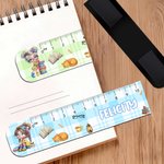 Personalized Cute Cartoon Reading Girl Ruler Design Magnetic Bookmark Clip with Name Birthday Back to School Gift for Kids Bookworms