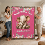 Personalized Cute Animal Name Soft Throw Blanket with Tassels and Year Home Decor Mother's Day Birthday Gift for Kid Mother