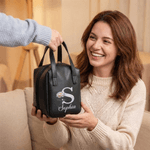 Personalised Birth Flower PU Leather Handheld Makeup Bag with Name Birthday Mother's Day Gift for Woman Girlfriend Sister Mom