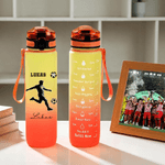 Silueta de figura deportiva personalizada Botella de agua de 32 oz a prueba de fugas con nombre y marcador de hora Accesorios deportivos Regalo de cumpleaños para aficionados al deporte