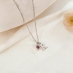Personalised Initial Pendant Sterling Silver Necklace with Heart Birthstone Dainty Jewellery Anniversary Birthday Gift for Women