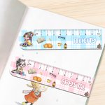 Personalized Cute Cartoon Reading Girl Ruler Design Magnetic Bookmark Clip with Name Birthday Back to School Gift for Kids Bookworms