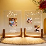 Personalisiertes Fest-Thema Acryl LED-Nachtlicht mit Foto Text und Holzsockel Erinnerung Weihnachten Geburtstag Geschenk für Freunde Familie