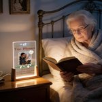 Personalisiertes Fest-Thema Acryl LED-Nachtlicht mit Foto Text und Holzsockel Erinnerung Weihnachten Geburtstag Geschenk für Freunde Familie