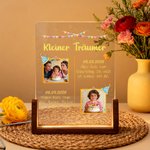 Personalisiertes Fest-Thema Acryl LED-Nachtlicht mit Foto Text und Holzsockel Erinnerung Weihnachten Geburtstag Geschenk für Freunde Familie