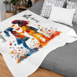 Personalised Mother and Daughter Silhouette Soft Throw Blanket with Birth Flower and Name Home Decor Mother’s Day Birthday Gift for Mom