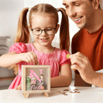 Personalised Cartoon Professional Character Bear Initial Wooden Money Box Piggy Bank with Name Children's Day Gift for Boys Girls