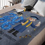 Personalized Cartoon Graduation Character Soft Throw Blanket with Year and Name Graduation Gift for Graduates