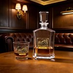 Personalized Vintage Motorbike Square Pillar Decanter with Name Birthday Gift for Men Whiskey Lovers