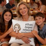 Personalized Cartoon Character Soft Throw Pillow Cover with 1-13 Names Home Decor Mother's Day Birthday Gift for Mom Grandma