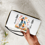 Portefeuille personnalisé avec nom et fleur de naissance pour la fête des mères Cadeau d'anniversaire pour maman grand-mère