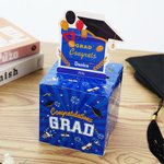 Gepersonaliseerd afstuderen Cap Patroon pull out geld houder geschenkdoos met naam en 30 stuks transparante zakken afstuderen Gift voor klasse van 2026 afgestudeerden