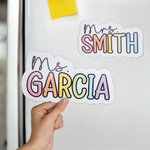Personalised Rainbow-Coloured Teacher Name Whiteboard Magnet School Classroom Supplies Back to School Gift for Teachers