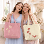 Personalizado Nacimiento Flor Gran Capacidad Pana Bolsa Tote con Nombre Uso Diario Viaje Cumpleaños Regalo para Mujer
