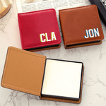 Personalized Multicolor Shadow Monogram PU Leather Sticky Note Holder Desk Organizer Daily Use Birthday Office Gift for Colleagues Office Workers