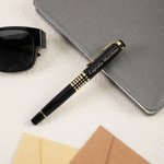 Personalized Engraved Text Pilot Shoulder Boards Black Gold Trim Pen Daily Use Birthday Gift for Captain Pilot Flight Instructor