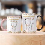 Personalised 1-13 Birth Flowers 11 oz 15 oz Ceramic Mug Coaster with Text and Names Mother's Day  Birthday Gift for Mother Grandma