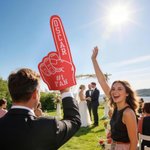 Personalized Multicolored Funny Gesture Finger with Text Bachelor Party Sports Events Gift for Bride Cheer Team