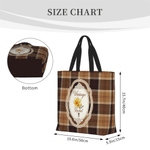 Personalised Birth Flower Plaid Large Tote Bag with Name Travel Bag Mother's Day Birthday Gift for Woman Mom