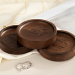Personalized Flower Wreath Walnut Wood Ring Tray with Engraved Initial Bridal Shower Wedding Anniversary Gift for Couple