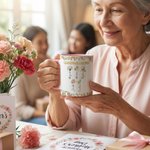 Personalised 1-13 Birth Flowers 11 oz 15 oz Ceramic Mug Coaster with Text and Names Mother's Day  Birthday Gift for Mother Grandma
