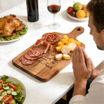 Versetti biblici personalizzati Tagliere per salumi in legno reversibile con testo inciso Regalo di inaugurazione per la famiglia cristiana