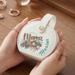 Caja de joyería de viaje de cuero de PU con nombre y asa personalizada para el Día de la Madre Regalo de cumpleaños para mamá abuela