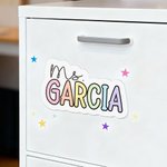 Personalised Rainbow-Coloured Teacher Name Whiteboard Magnet School Classroom Supplies Back to School Gift for Teachers