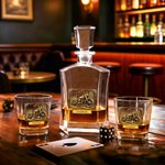 Personalized Vintage Motorbike Square Pillar Decanter with Name Birthday Gift for Men Whiskey Lovers