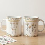 Personalised 1-13 Birth Flowers 11 oz 15 oz Ceramic Mug Coaster with Text and Names Mother's Day  Birthday Gift for Mother Grandma