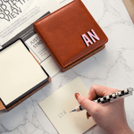 Personalized Multicolor Shadow Monogram PU Leather Sticky Note Holder Desk Organizer Daily Use Birthday Office Gift for Colleagues Office Workers