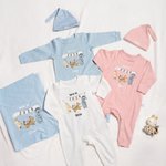 Personalized Classic Winnie the Pooh 100% Cotton Baby Romper Hat Blanket Outfit with Name Year Coming Home Baby Shower Gift for Newborn
