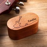 Caja de almacenamiento personalizada de madera para púas de guitarra magnética con nombre o monograma grabado regalo de cumpleaños para guitarristas