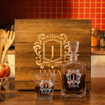 Personalized Engraved Retro Design Whiskey Decanter with Name and Initial Father's Day Birthday Gift for Man Bartender Dad